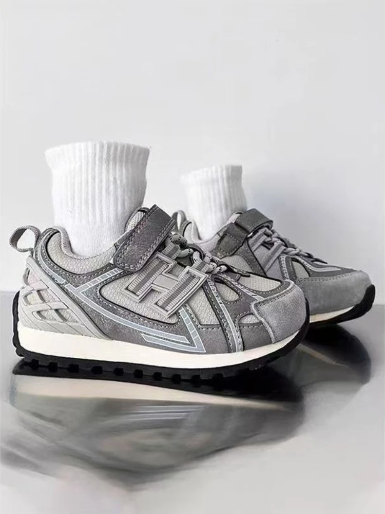 

2026 Autumn Kids Sneakers Korean Inspired Soft Sole Genuine Leather Comfort Platform Shoes for Boys Girls Casual New Arrival​