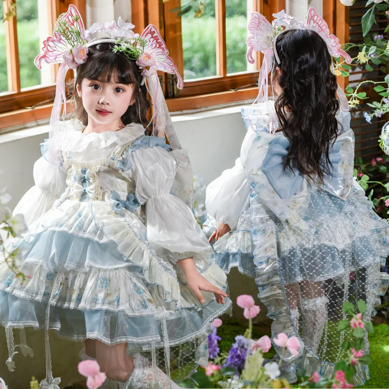 Girls' dress, new autumn style, children's Monet Garden princess dress, birthday dress, dress