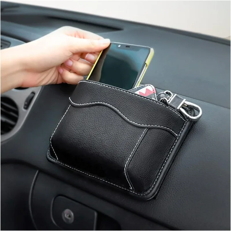 Car Seat Side Pocket Organizer PU Leather Mini Storage Bag for Auto Door Window Console Pen Phone Holder Tray Pouch Vehicle Seat