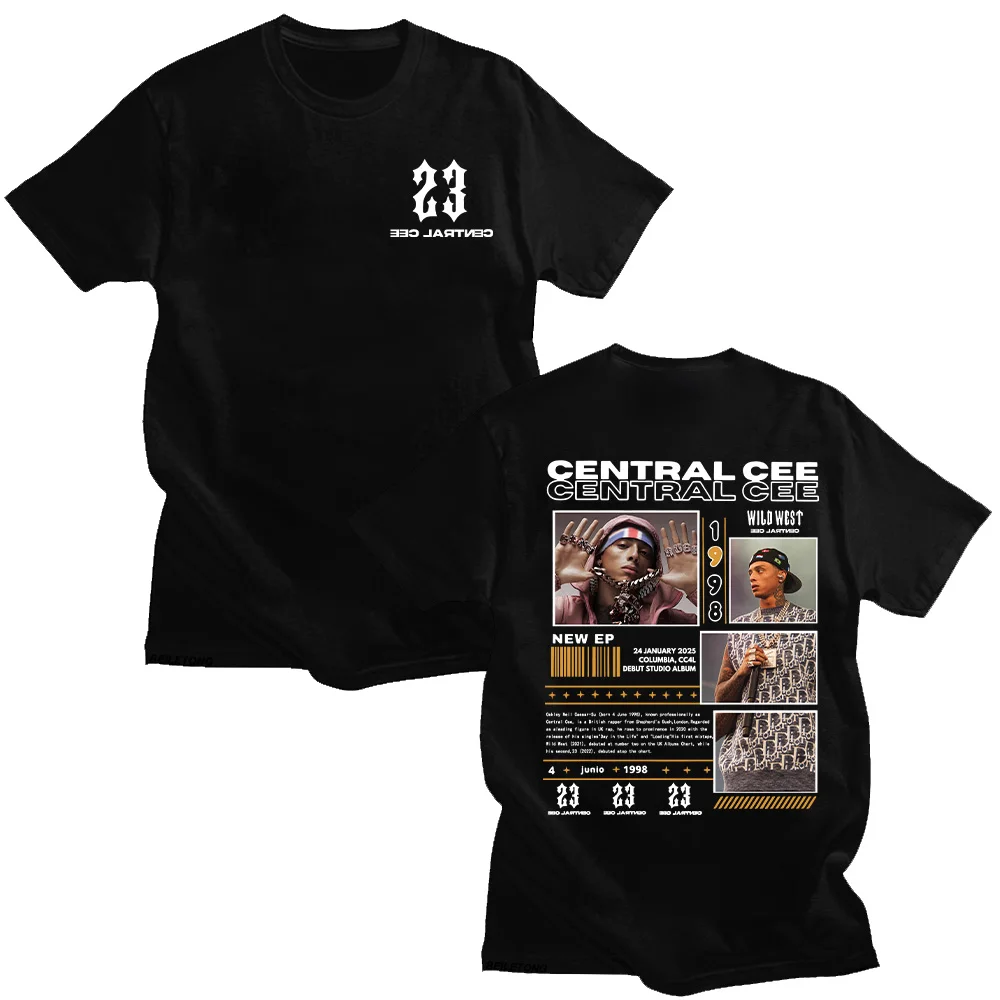 

Rapper Central Cee Wild West Tour 2025 TShirts Men Women Vintage Fashion Loose T-shirt Hip Hop Street Wear New Trend Tops Summer