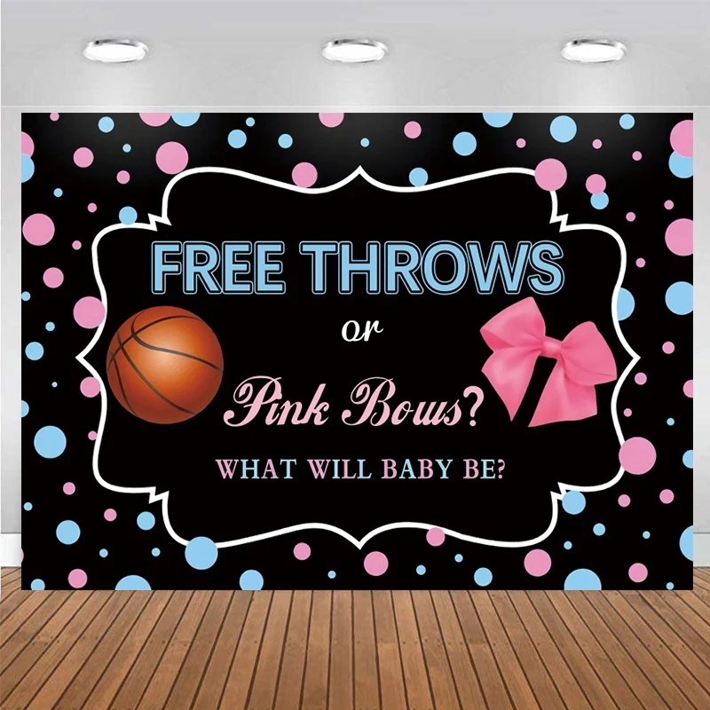 Boy or Girl Gender Reveal Backdrop Basketball Football Soccer Ball Baby Shower Revelation Party Decorations Background Banner