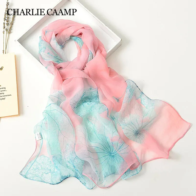 New Colorful Chiffon Tulip Flower Print Scarf Hijab Fashion Women Foulard Georgette Tourism Sunscreen Long Shawl Scarves Bandana