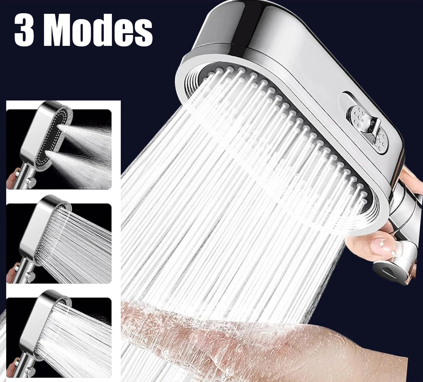 

3 Modes Filtered Shower Handheld Head Hard Water Filter Showerhead Powerful High Pressure Showerhead with On-Off Switch