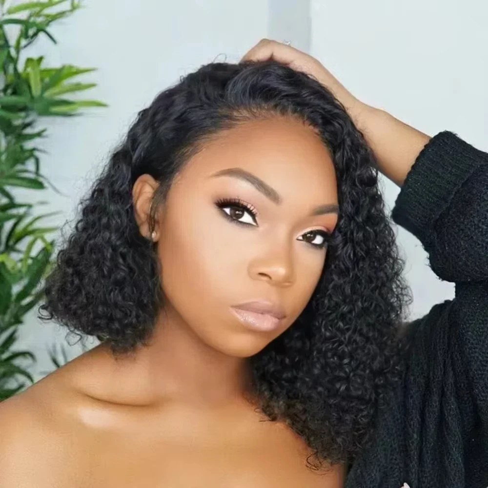 

13X1 Side Part Straight Bob Wig Side Part Bob Deep Wave 100% Brazilian Human Hair Wig lace Closure Suitable For Women To Wear