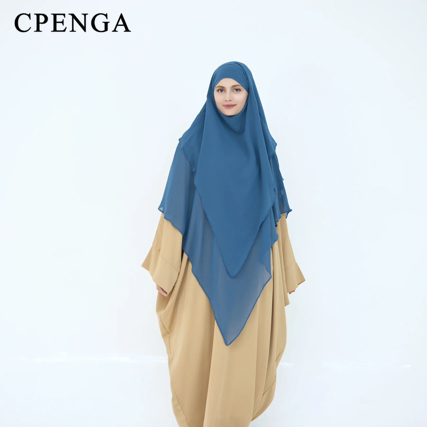 2025 Muslim Women Two-Tiered Ruffle Scarf Eid Arabic Holiday Prayer Cap Elegant Islam Femme Plain Hijab Ramadan Turkey Khimar