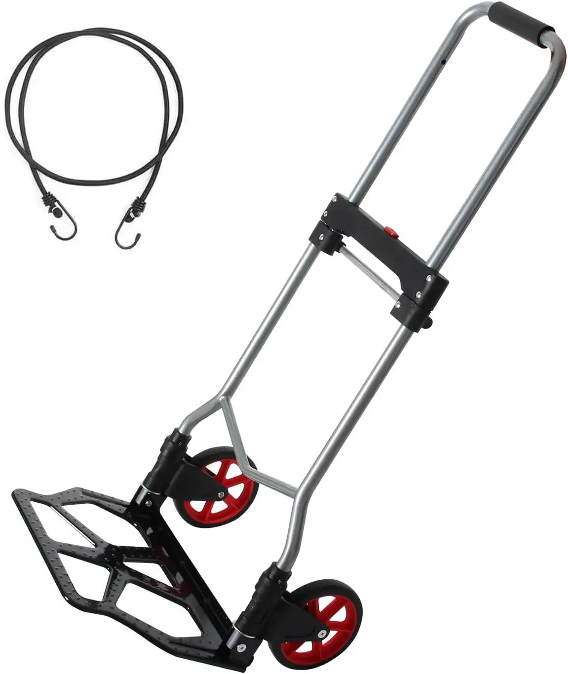 240lbs Capacity Dolly Cart with Rope,Steel Portable Cart Telescoping Handle and Two 6