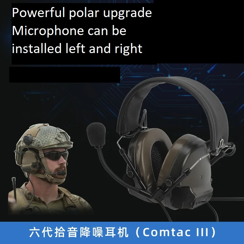 Tactical Polar Noise Reduction Headset, Fast Helmet Suspension Stand, Intercom Ptt, Headset, DE, GN, C3