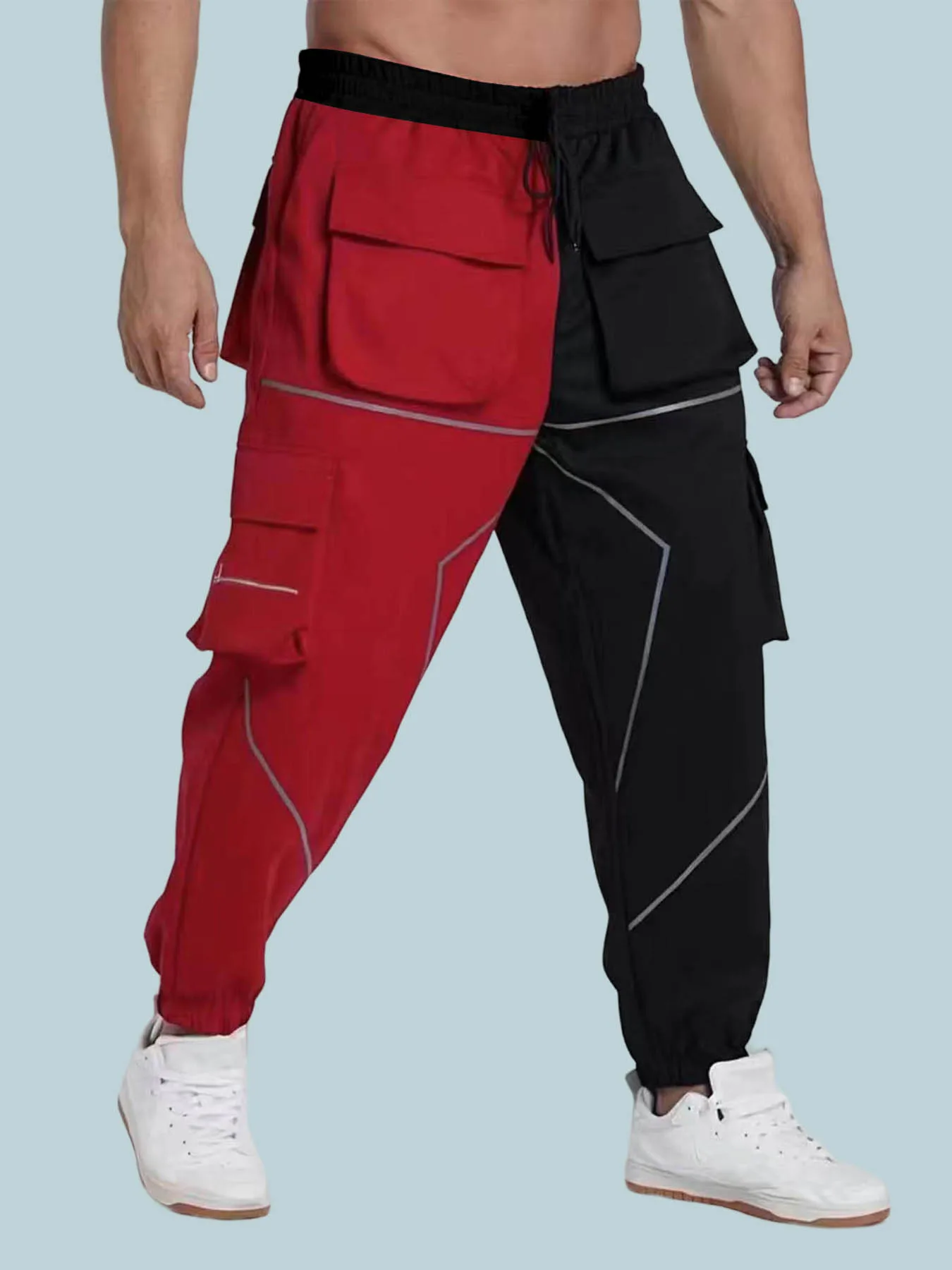 

American sports overalls autumn and winter trendy brand multi-pocket casual nine-point pants drawstring outdoor fitness pants