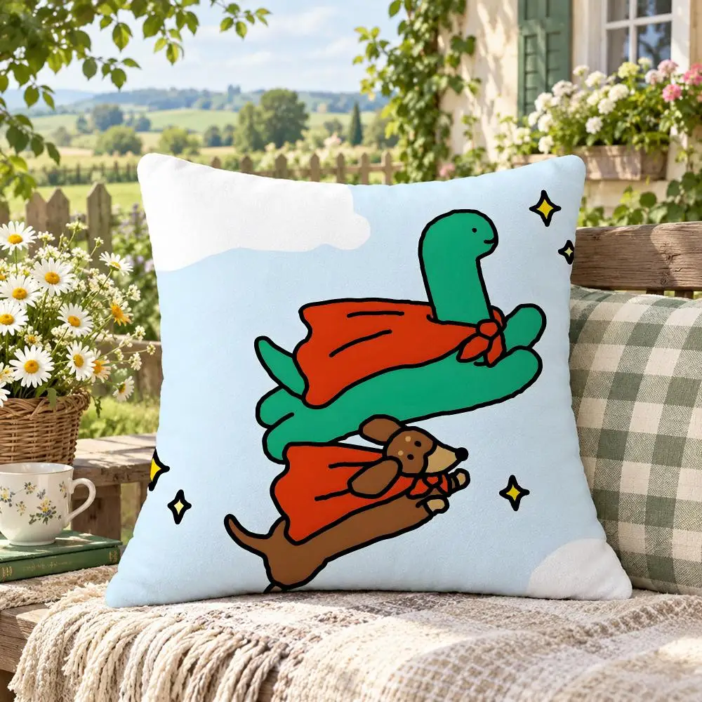 Cartoon Cute Kids J-JOGUMAN Cushion Cover Short Plush  throw pillow Anti-Mite Sofa Bedroom Den Car Dorm Decor Gifts
