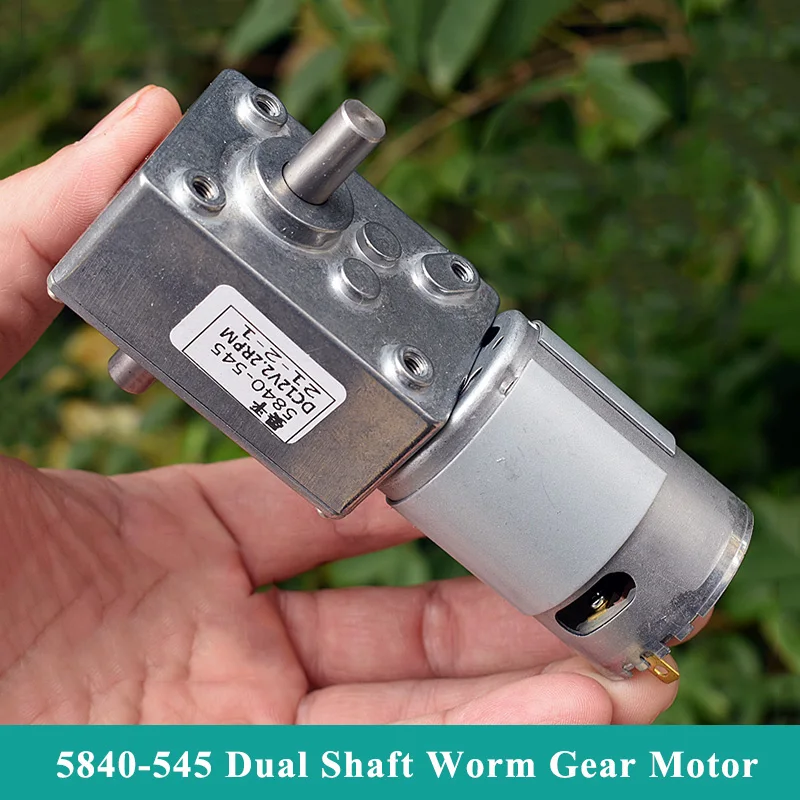 

5840-545 Dual Shaft Worm Gear Motor DC 12V-24V 2.2RPM-4.4RPM Slow Speed High Torque Turbo Worm Gear Reduction Motor DIY Robot