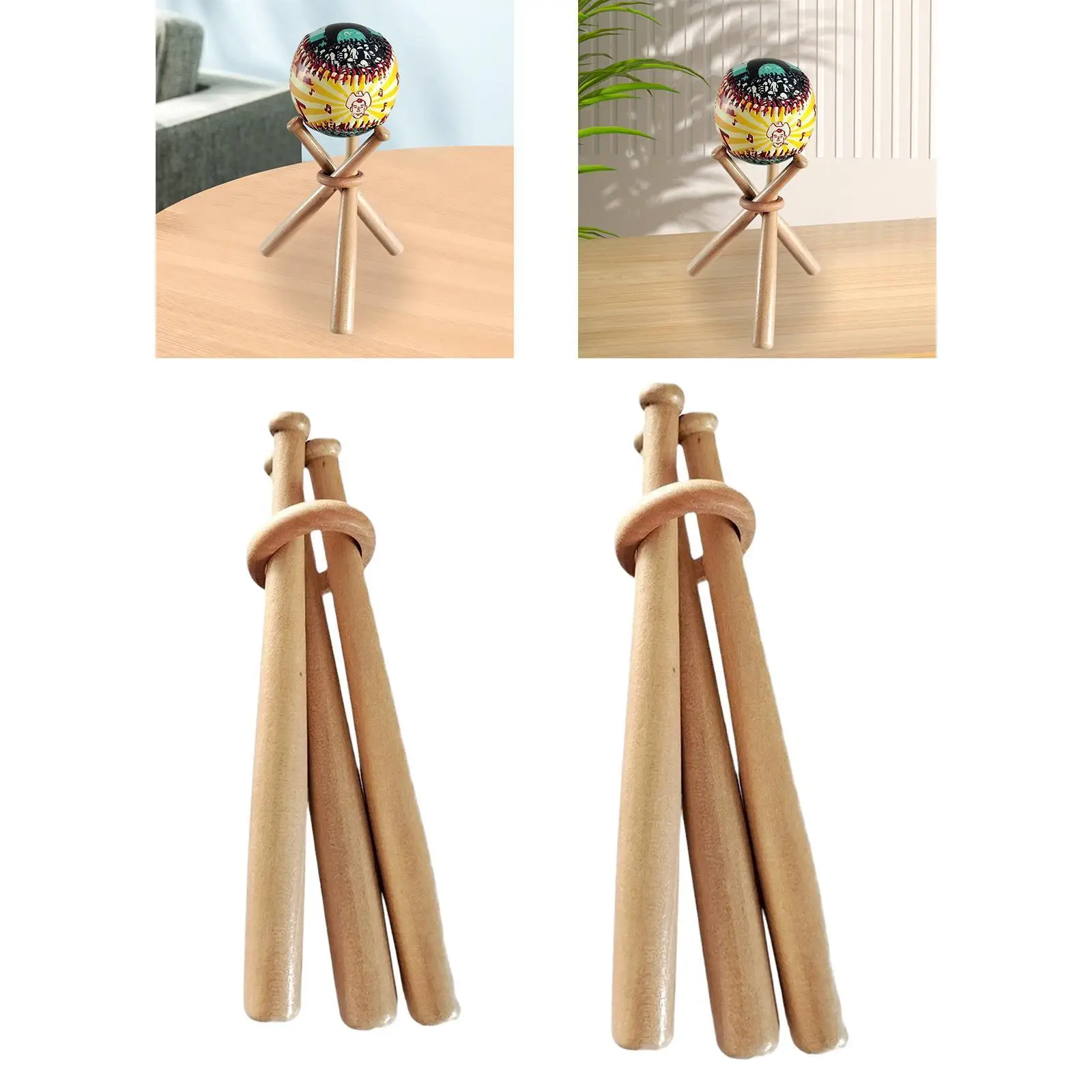 Desktop Sports Ball Storage Display Wooden Baseball Holder Stand Organizer for Players Lovers Home Decor