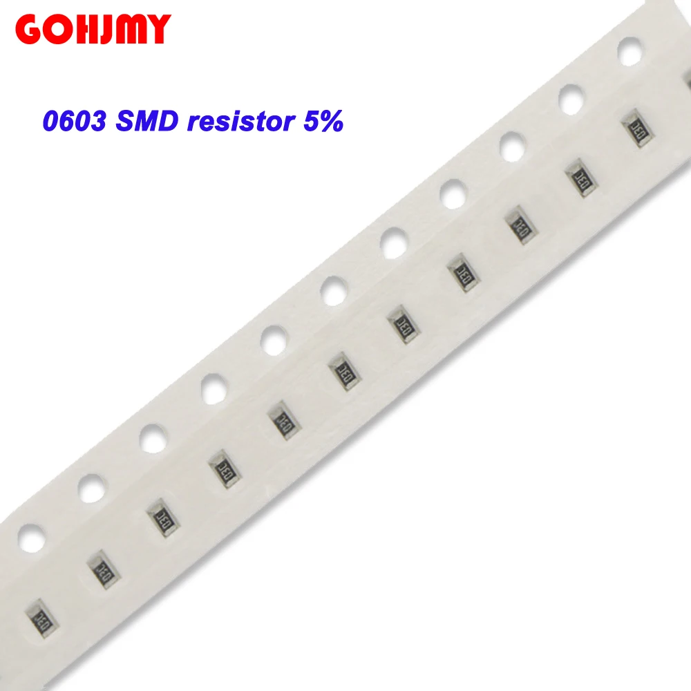100PCS 0603 SMD resistor 5% 0R ~ 10M 0 1 10 100 150 220 330 ohm 1K 2.2K 10K 20K 100K 470K 0R 1R 10R 100R 150R 220R 330R 470R 1M