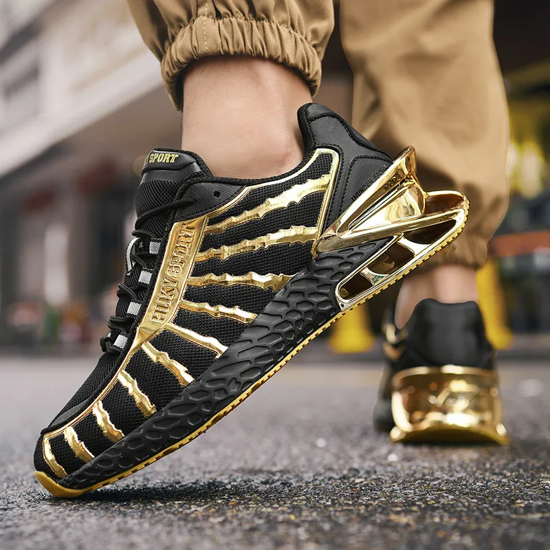 Electroplated Blade-Soled Autumn Breathable Casual Versatile Black Men's Running Trendy Non-Slip Sneakers