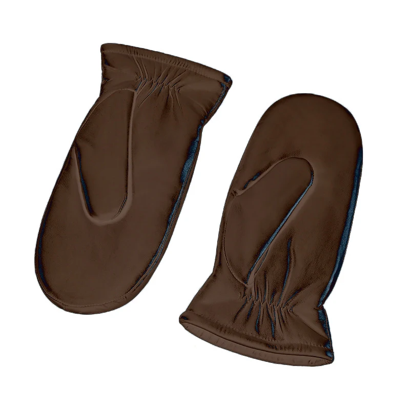 Guantes de cuero de oveja con cuero genuino engrosado y lana esquilada para manos de invierno, resistentes al viento y a la piel, todo en uno
