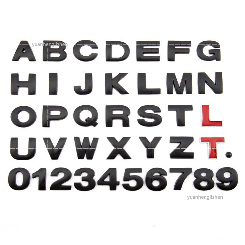 DIY 3D Metal Letters Alphabet Emblem Decals Numbers A T L 2 5 Labeling Car Sticker Rear Trunk Logo Digital Badge Accessories