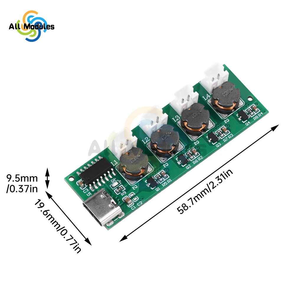 C타입 USB 미니 가습기 DIY 키트, 미스트 메이커 및 드라이버 회로 기판, 4 포거 분무 필름 무화기 시트 진동