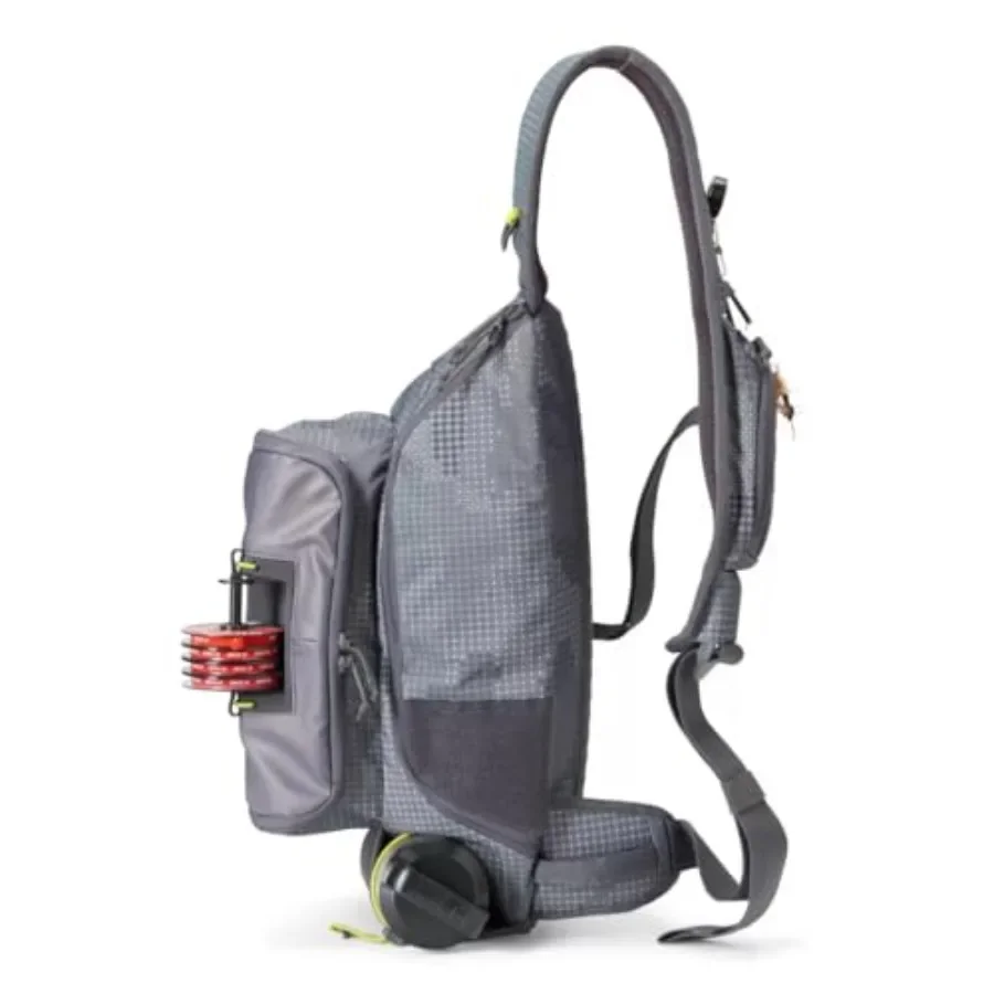 Guide Sling Fly-Fishing Pack for outdoor use, durable nylon material, olive green color, lightweight and adjustable one-size de