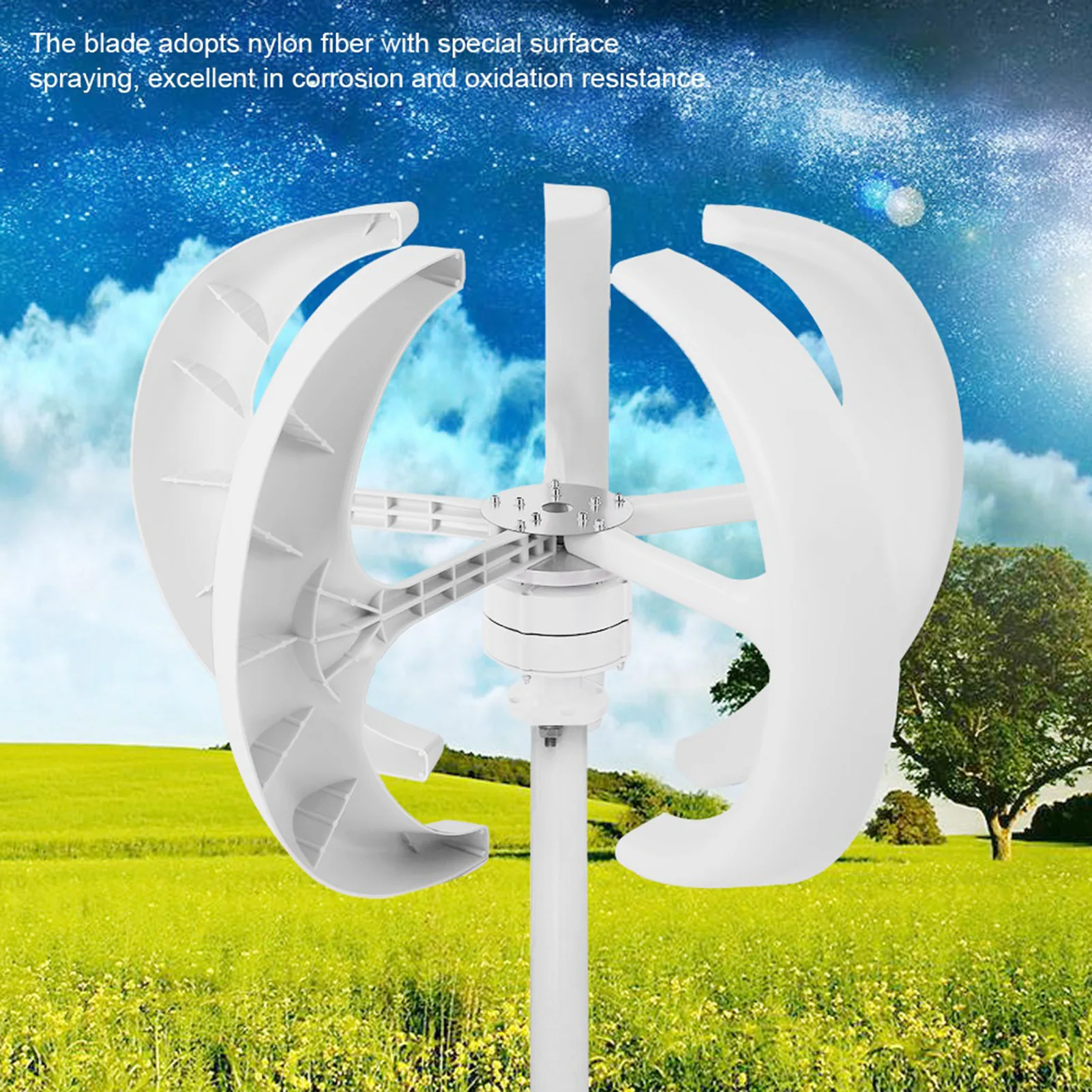 

White Vertical Wind Generator Kit 600W - 12V DC Easy-Install Electricity Equipment for Home Camping