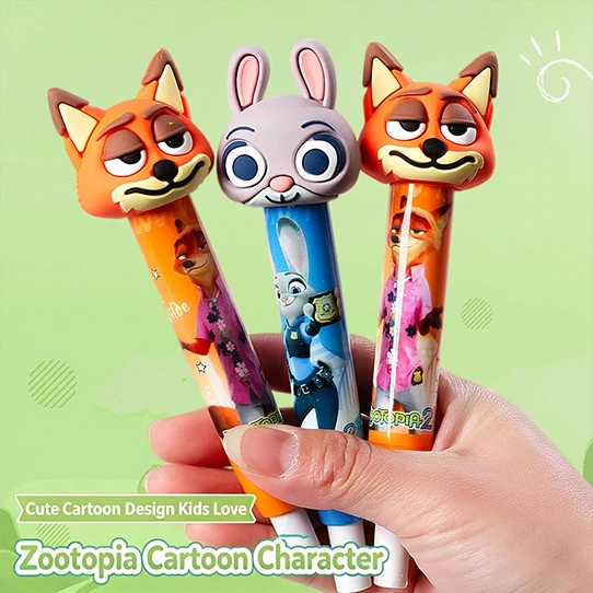 2pcs Disney Zootopia Retractable Eraser, Suitable for Pencil Erasing, Durable & Easy To Clean, Bright Vivid Colors
