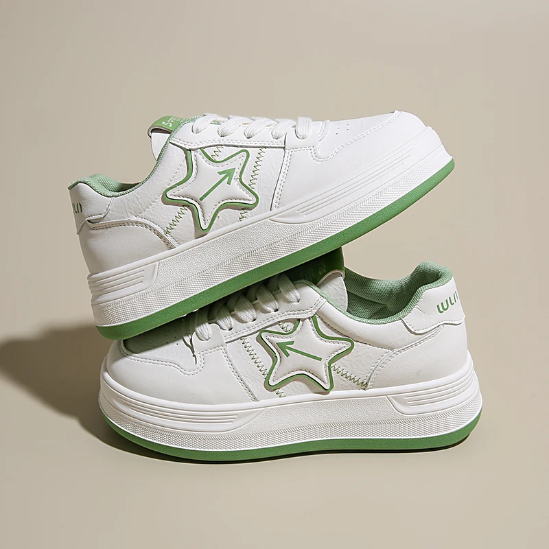 

Новинка весны 2024, женские кроссовки, модные туфли со звездами, повседневные кроссовки, увеличивающие рост, женские маленькие белые туфли