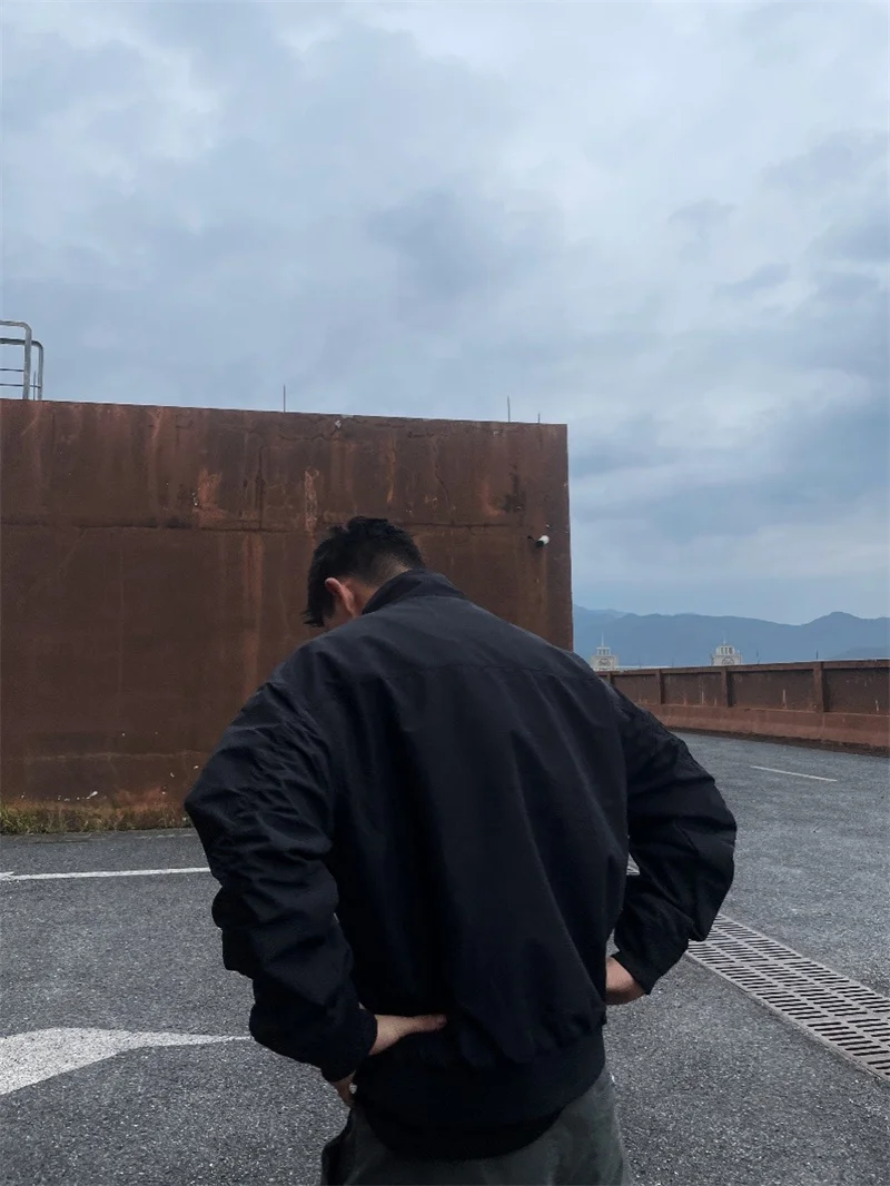 

Men's Fall Winter Jaet Waterproof Polyester Nylon Cosite Fiber Zipper Cleanfit oulder Width Enhancement American Sle...