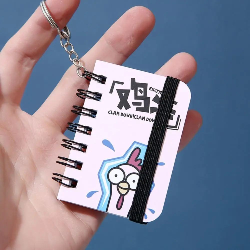 Small Book Notebook Keychain Random Pattern Hanging Keychain with Notepad Pocket Kawaii Mini Notebook Student Class