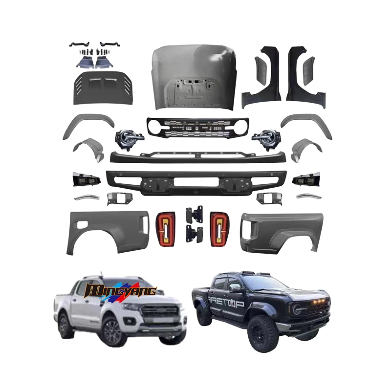 New Arrival Body Kit Front Bumper 2012-2021 For Ford Ranger Upgrade Bronco Hood Lights Bodykit