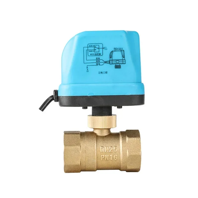 New AC220V 2 Way Motorized Ball Valve DN15 DN20 DN25 DN32 DN40 DN50 Electric Control Valve For HVAC System, Three-wire Two-contr