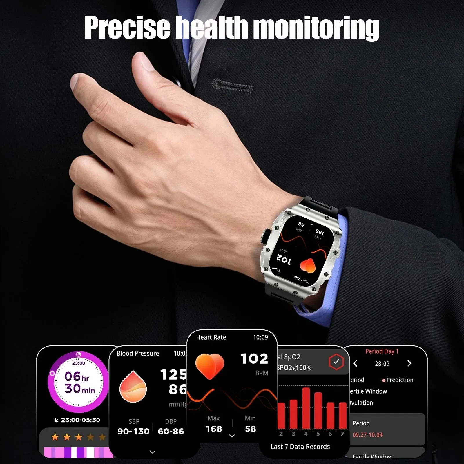 2024 NEW Business Smart Watch Men AMOLED AOD Bluetooth Call Smartwatch IP68 Waterproof Blood Oxygen for Huawei iPhone Xiaomi