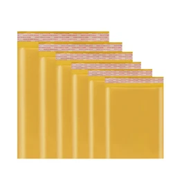 Paquete de sobres de burbujas acolchados autosellados, sobre de correo, bolsa de embalaje de ropa de libro de embalaje exprés de logística, color amarillo dorado, 10 paquetes