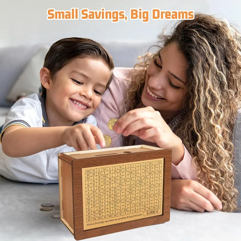 Retro Money Box Wooden Piggy Bank Adult Piggy Bank Reusable Money Box Money Saving Tin 1 Piece