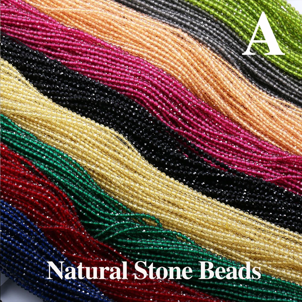 5 Strands 2mm 3mm Natural Stone Small Beads Hydro Round Faceted Crystal Spacer Glass Beads Bracelet DIY Jewelry Making Necklace