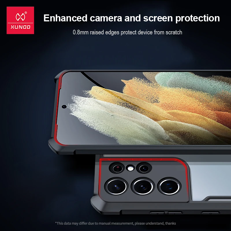 Xundd Phone Case For Samsung S21 Ultra Case Camera And Screen Protection Anti-Fingerprint Transparent Back Cover