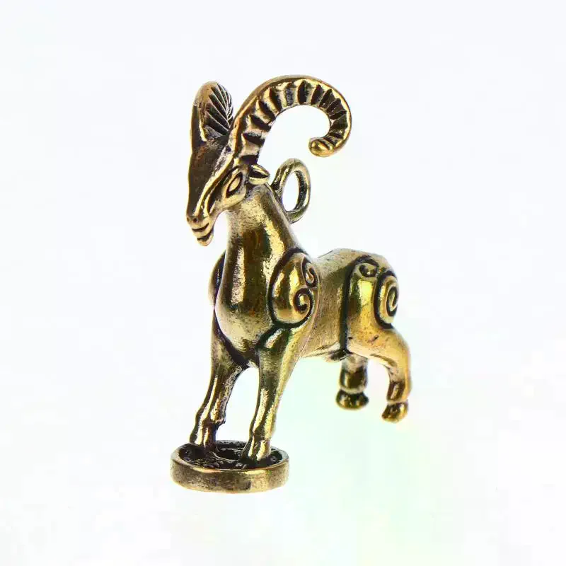Zodiac Goat Sculpture Step On Money Sheep Figurine Brass Animal Statue Desktop Ornament Wealth Fengshui Home Decor 2027
