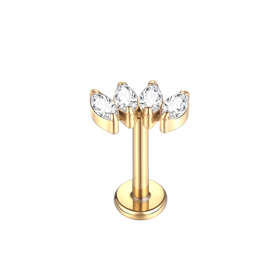 10 stks/partij Titanium Labret Ringen Piercing Kubieke Zirkoon Oor Tragus Earring Stud Conch Helix Daith Oor Piercings Vrouwen Sieraden 16G