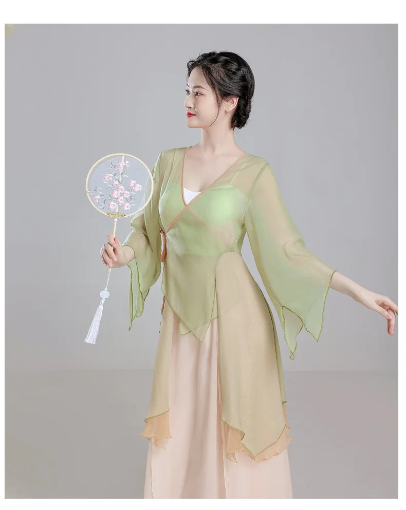 Dance Dress Classical Folk Dance Rhyme Yarn Training And Practice Dress Flowing Gauze Ancient Chinese Dance Performance Clothes