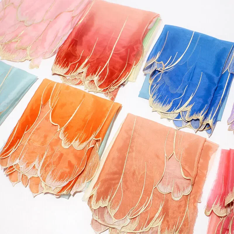 150x100cm Embroidery Lotus Leaf Soft Fabric DIY Hanfu Shirts Doll Cloth Chinese Style DIY Sewing Craft Organza Tulle Fabric New