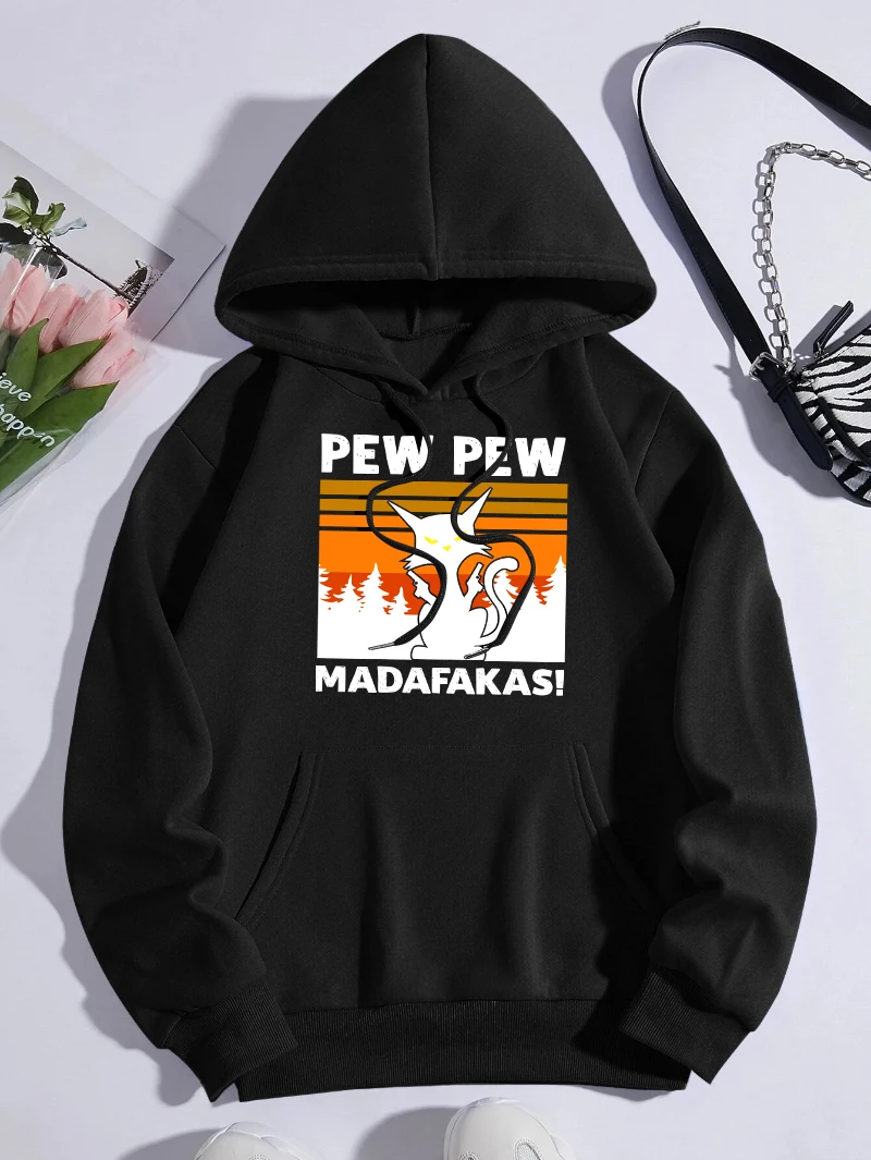 بيو بيو Madafakas القطط تصميم هوديس المرأة كاريكاتير غير رسمي ملابس الخريف الصوف الشارع الشهير Y2K كل مباراة فضفاضة الإناث هودي