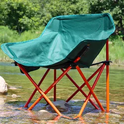 Outdoor Moon Chair Portable Fishing Seat Art Sketching Backrest Folding Stool Camping Stall Beach Chair Wholesale Garden Desk