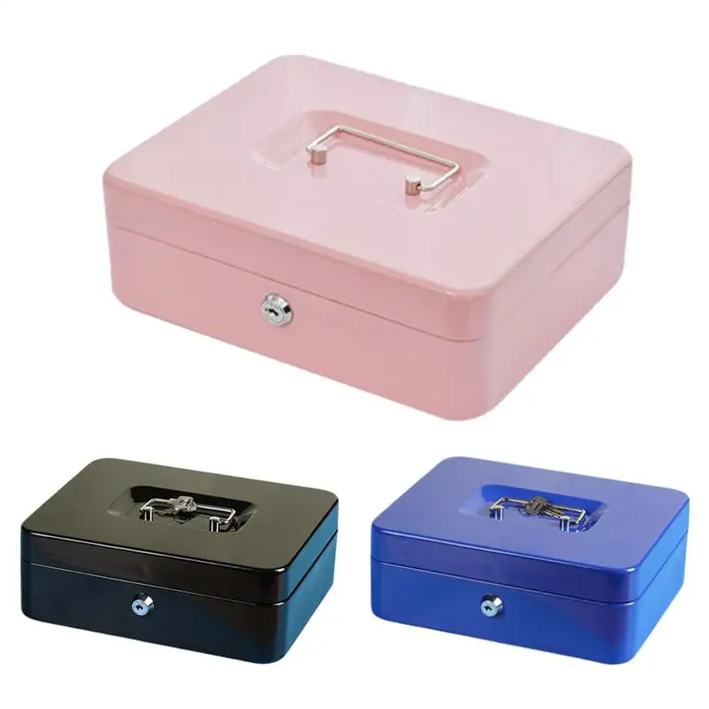 

Locking Cash Box Durable Cash Box With Lock Metal Locking Secure Portable Saving Organizer For Valuables Business Document