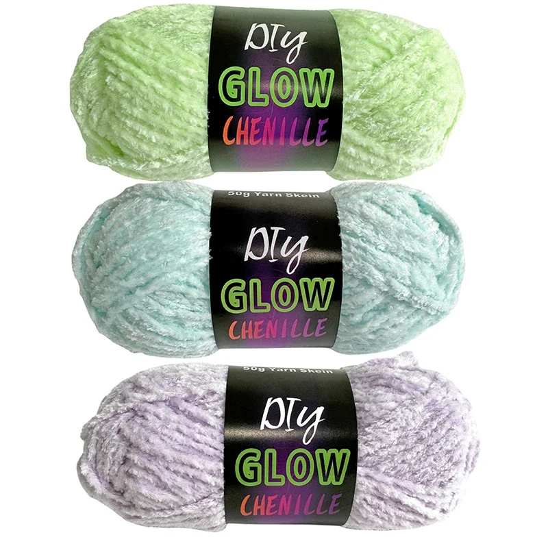 50g/Roll Thick Scarf Polyester Chenille Luminous Crochet Knitting Yarn Glow In The Dark Luminous Velvet Yarn Glowing 4mm