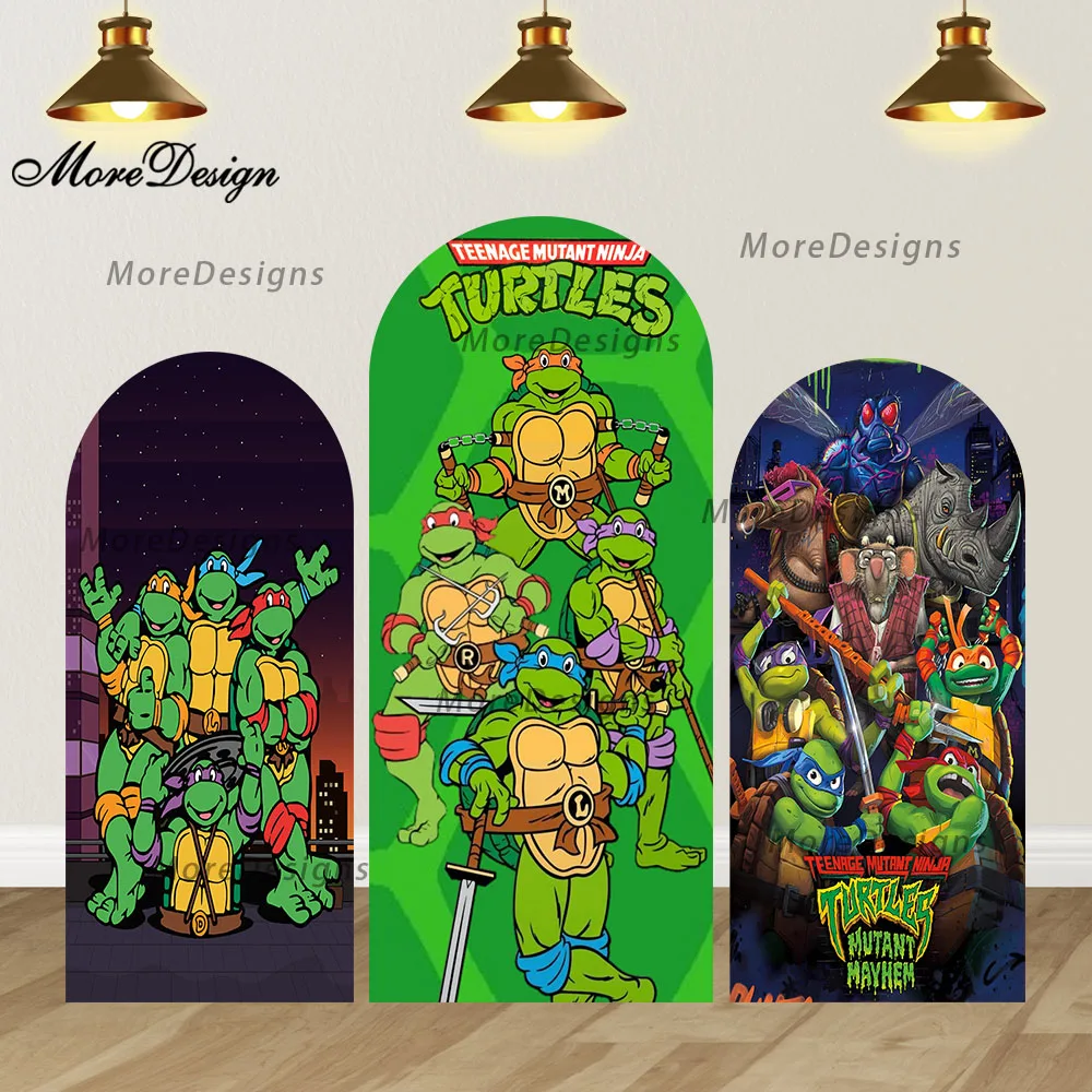 Ninja Turtles Arch Covers para Fotografia, Backdrop para Crianças, Festa de Aniversário, Baby Shower, Double Photo Background, Photo Booth Prop