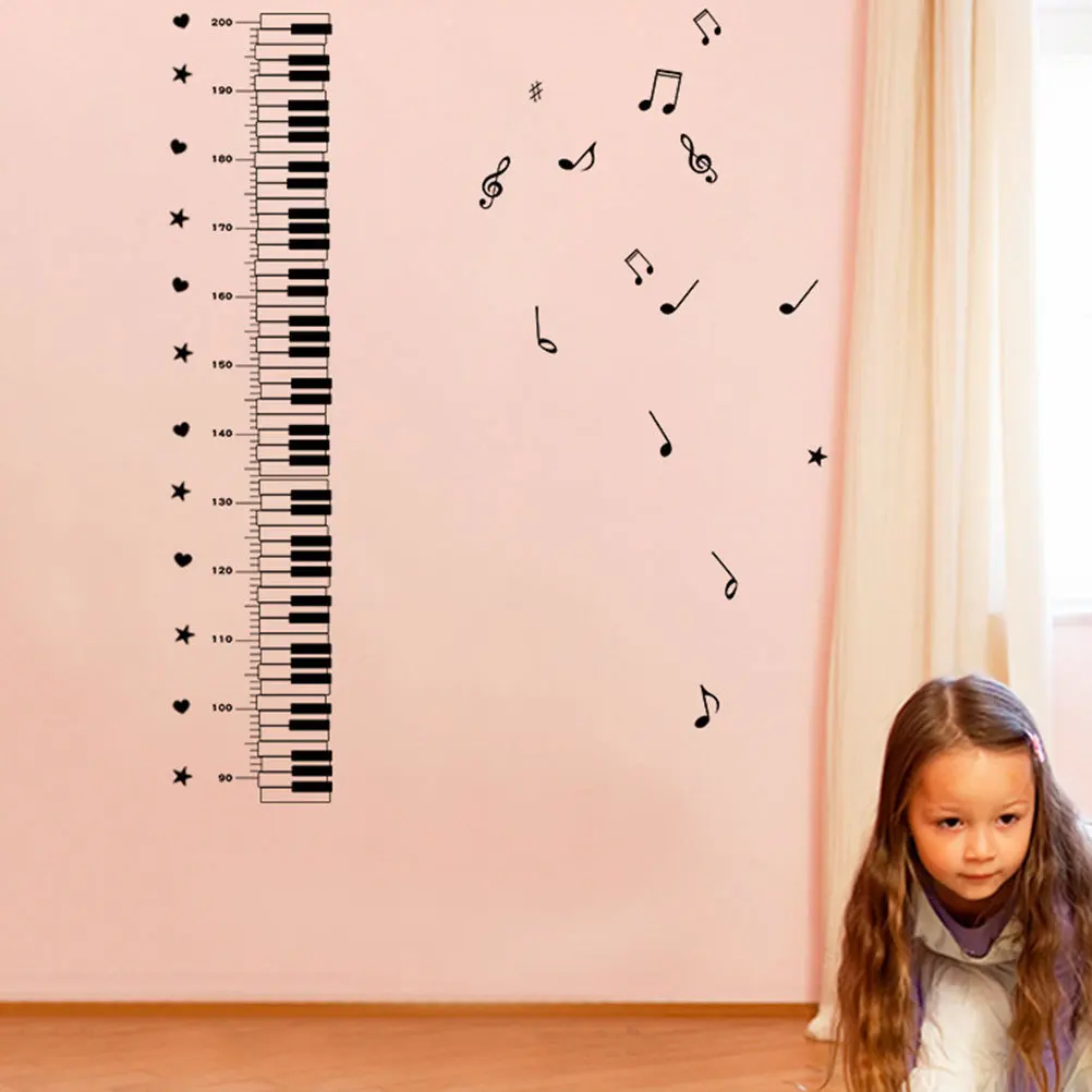

1 Sheet Children Height Ruler Sticker Removable Wall Decal Piano Pattern Measuring Sticker Decorative Bedroom Decorative Decal