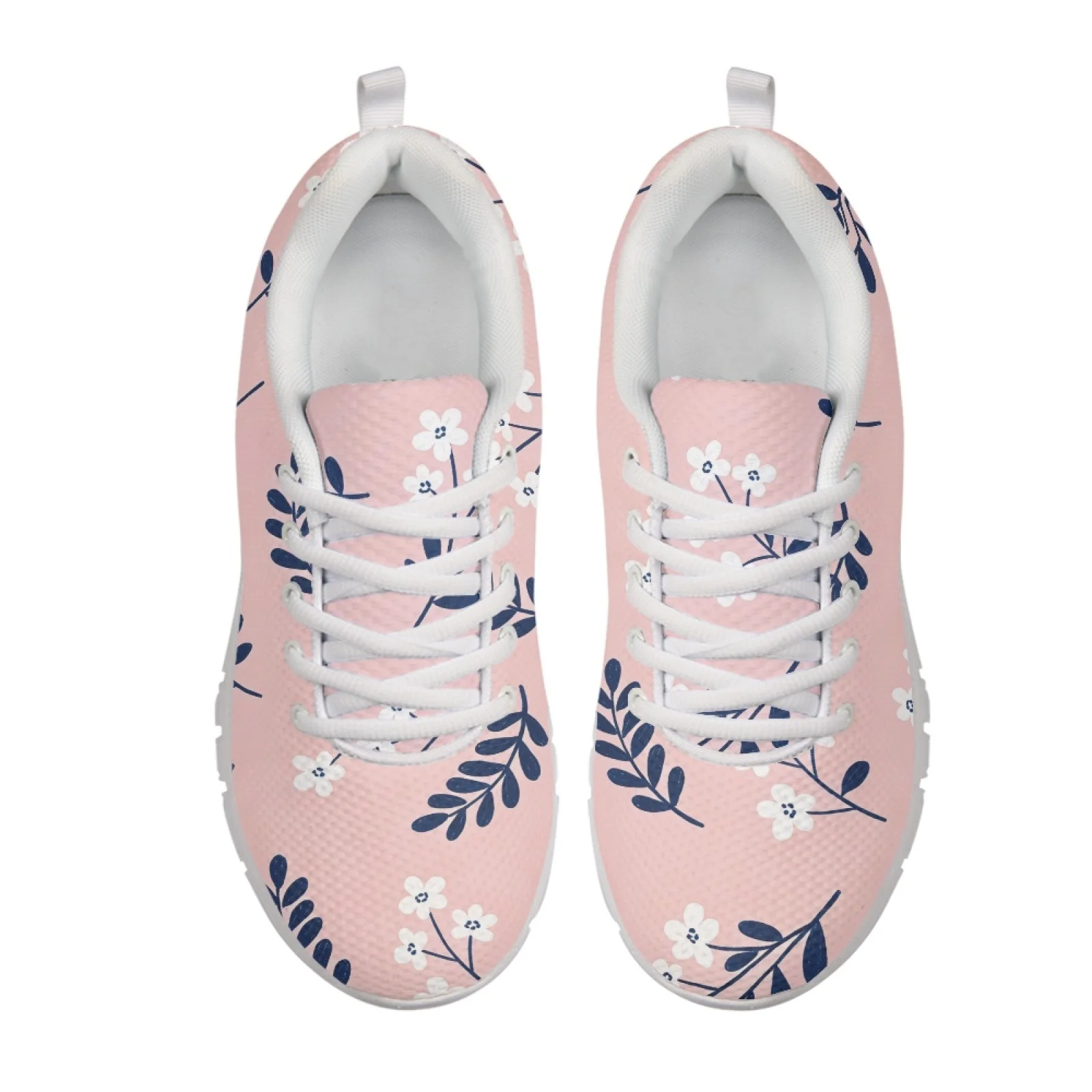Coloranimal Floral Leaf Print Women Running Walking Shoes Lace-up Lightweight Men's Tennis Shoes for Travel