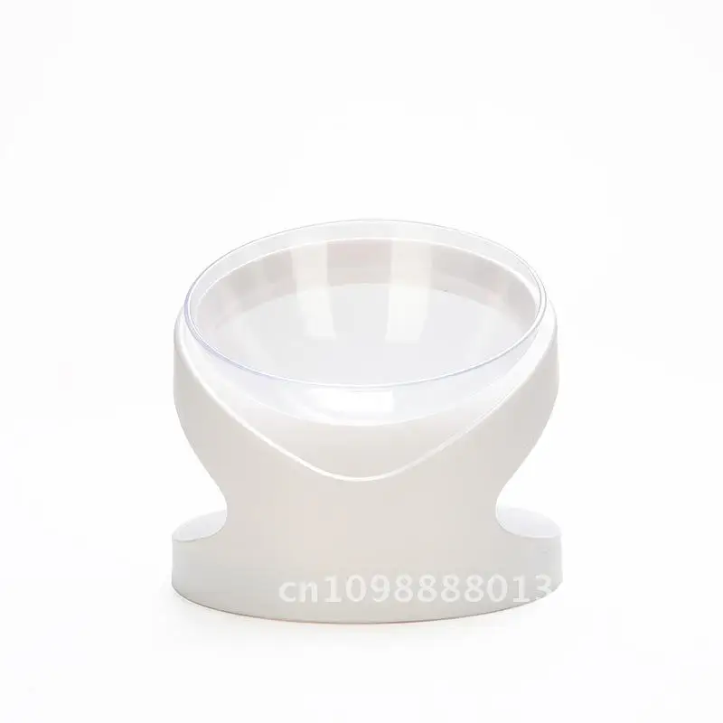 

Cat Food Bowl with Oblique Mouth Design Cervical Protection Pet Rice Basin Transparent Plastic Cat Bowl for Wholesale