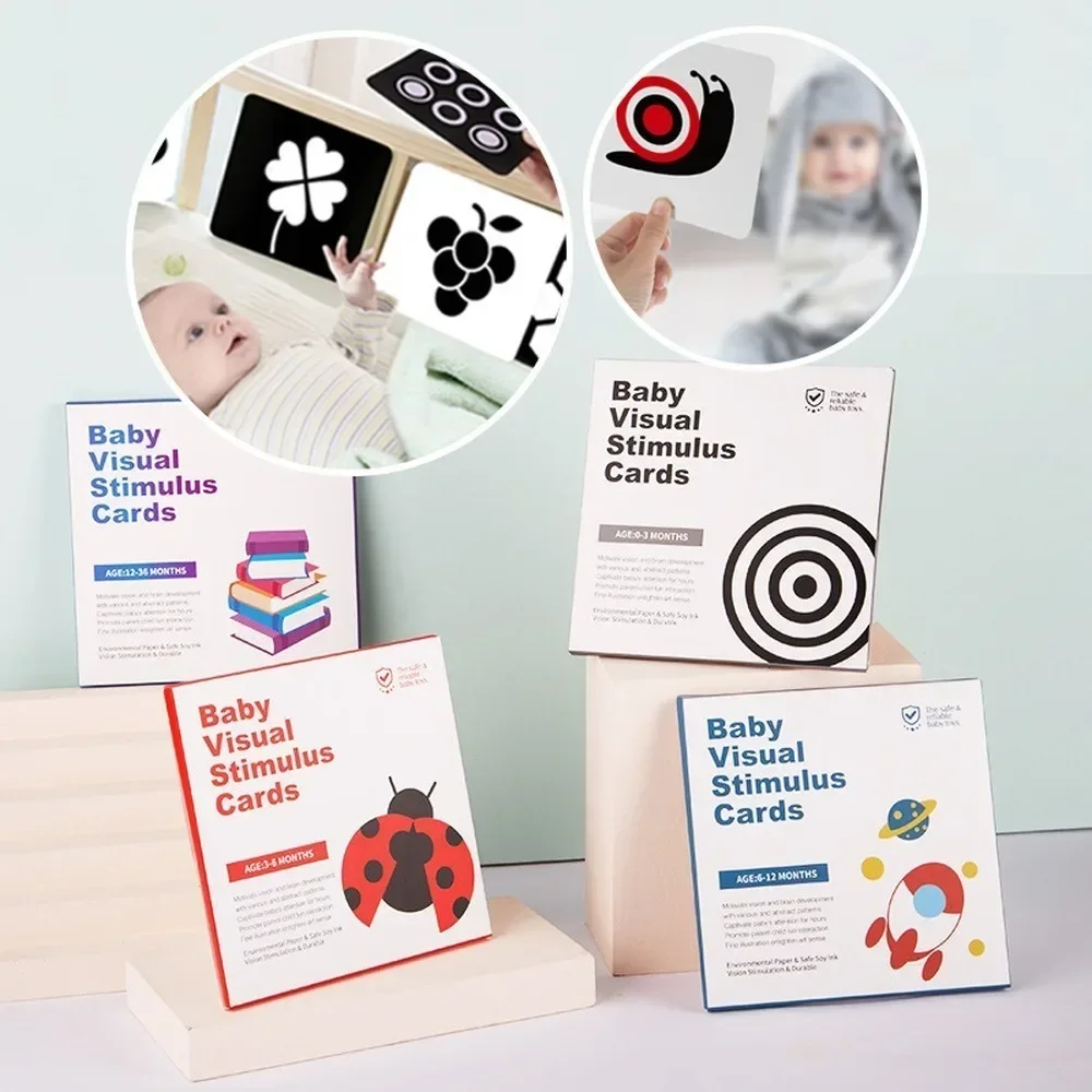 Scheda di stimolazione visiva per bambini Giocattoli Montessori Schede flash ad alto contrasto in bianco e nero Giocattoli educativi per l'apprendimento per regali per bambini