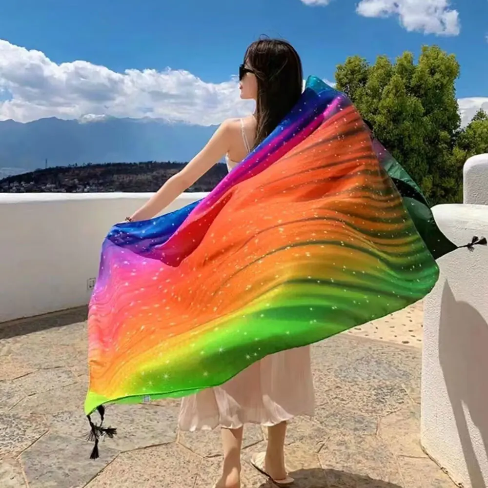 

1 pcs 180x90cm shawl beach scarf ，leopard print，ethnic style scarf for women's summer sun protection silk scarf