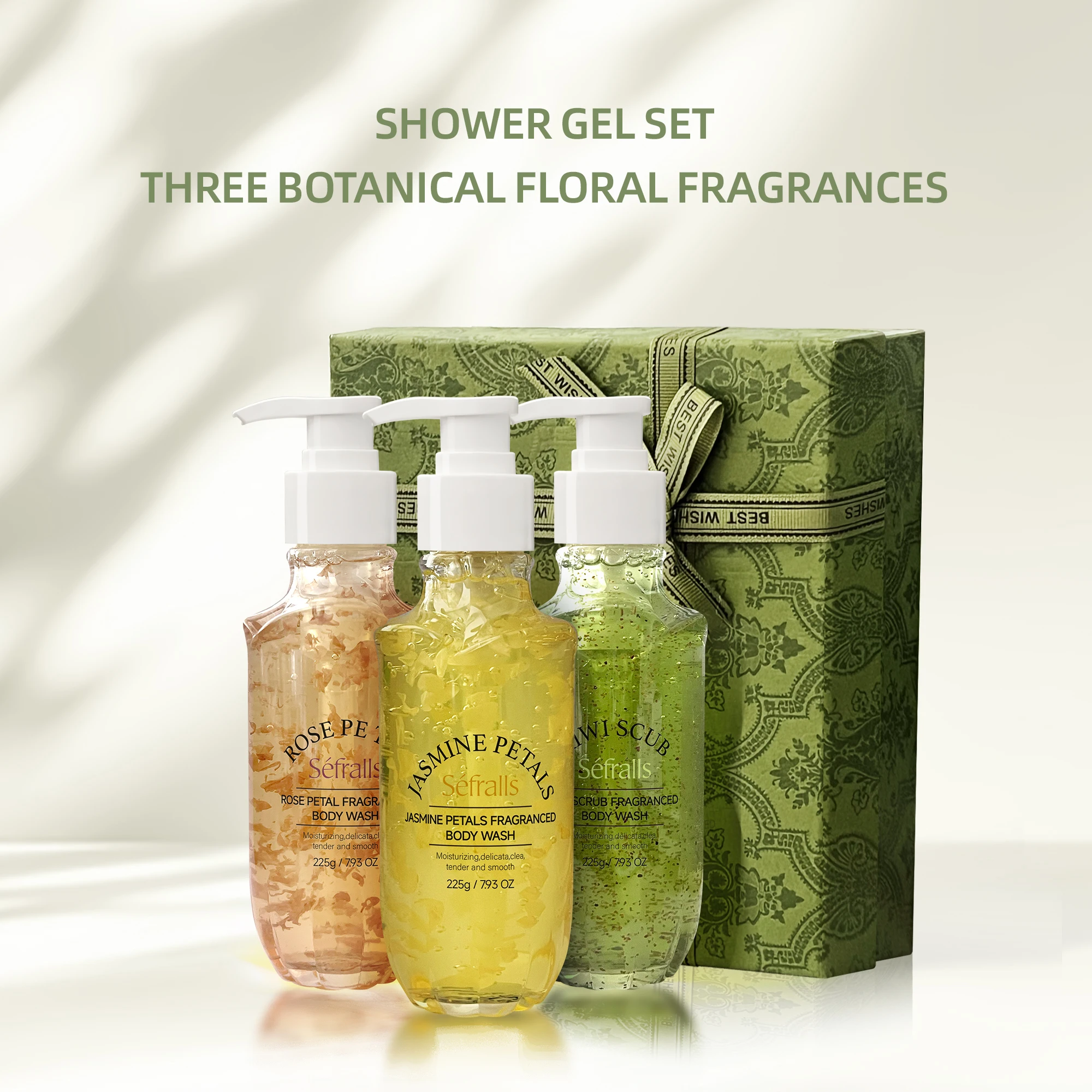 Séfralls Petal Fragrance Body Wash Set 225g*3pcs/set Lasting Fragrance Clean Compact foam Easy to Clean