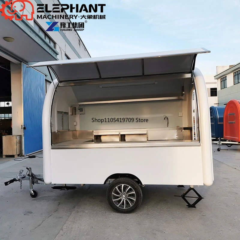 Round Corner Catering Food Trailer, Anti-rust Mobile Food Truck With Integrated Kitchen