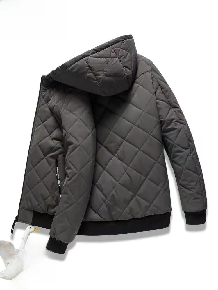 

Men's Thiened Fce down Cotton Jaet Winter New Faion Hooded Coat Warmth Cotton Clothes Polyester Fiber Zipper Decoration